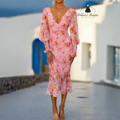 Melissa - Floral Ruffle Midi Dress