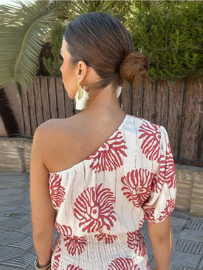 Jill - Boho One-Shoulder Dress