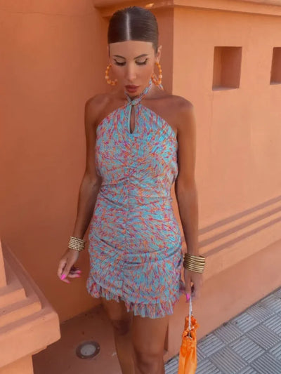 Adriana - Ruched Halter Dress