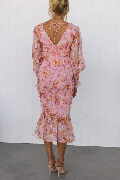 Melissa - Floral Ruffle Midi Dress