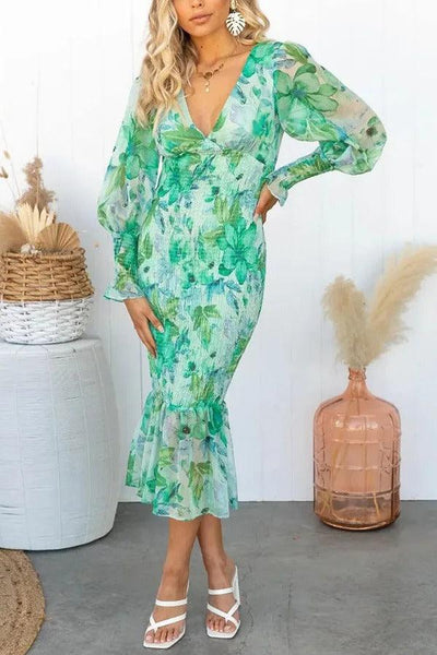 Melissa - Floral Ruffle Midi Dress